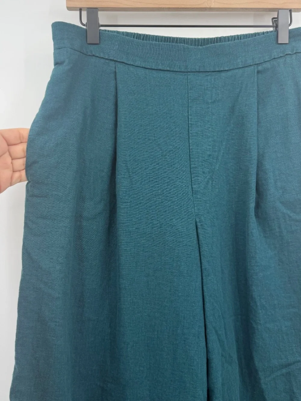 Banana Republic Pants Women Medium Green Wide Leg Cropped Linen Blend Pull On